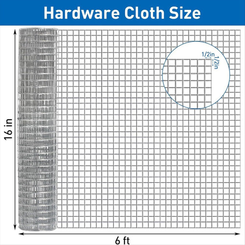 Galvanized Hardware Cloth 1/2 Inch Mesh 16in X 6ft 2