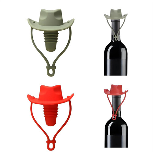 2PCS Cowboy Hat Silicone Wine Cork, Decorative Wine Stoppers 1