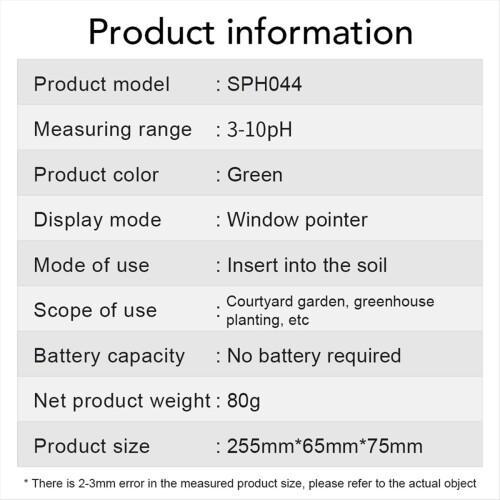 Soil PH Value Tester PH Meter 3-10 PH Value Rapid Tester