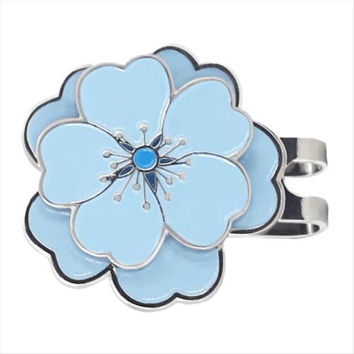 Removable Yellow Flower Pattern Golf Cap Clip Blue 1