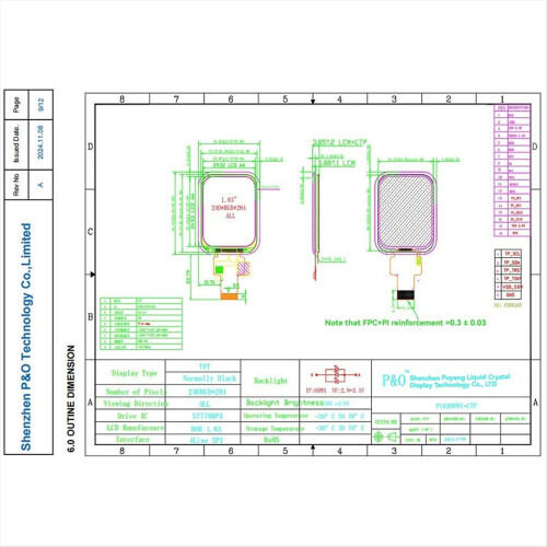 1.83 Inch Round IPS TFT LCD Display 240x284 Capacitive Touch Screen 2