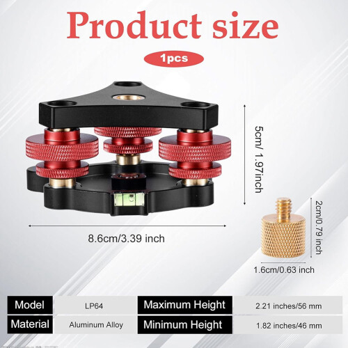 Tripod Leveling Base with 3/8 to 1/4 Bracket Adapter, Camera Leveler 2