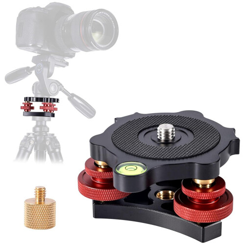 Tripod Leveling Base with 3/8 to 1/4 Bracket Adapter, Camera Leveler 1