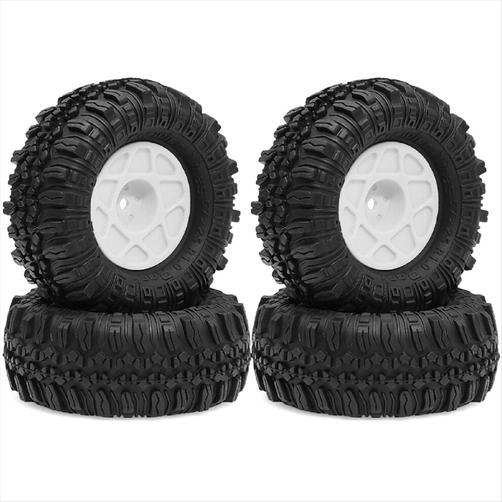 4Pcs 57Mm 1.0 Inch Beadlock Wheel Tire Set For Trx4m Scx24 Ax24 White 4714116699275