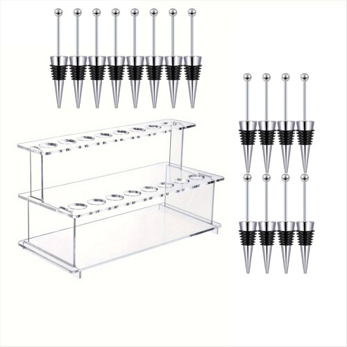 Beadable Wine Bottle Stoppers and 2 Tier Riser Wine Stopper Holder