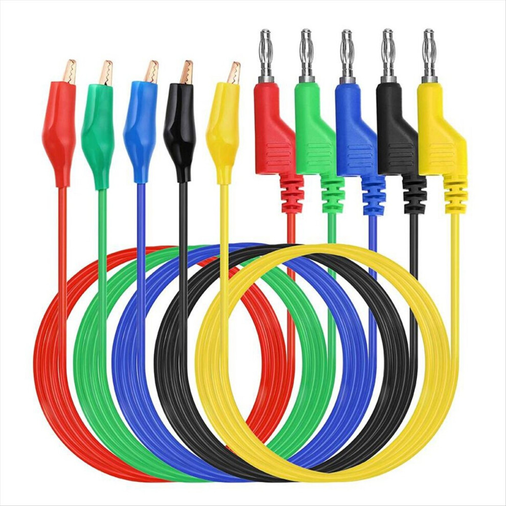 Banana Plug To Alligator Clips Test Leads 5 Color 4714116617651
