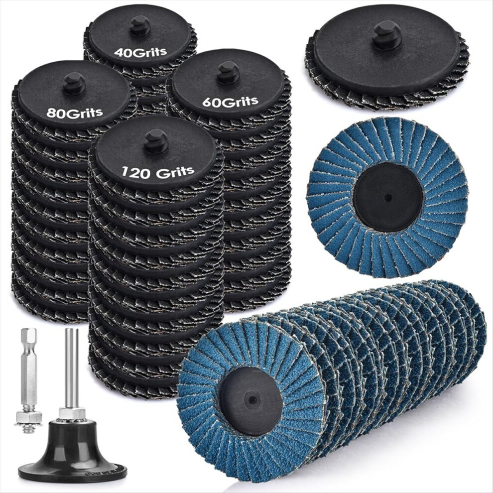 2 Inch Flap Disc,72 Pcs Die Grinder Sanding Disc With 1/4 Inch Holder 4714116603371