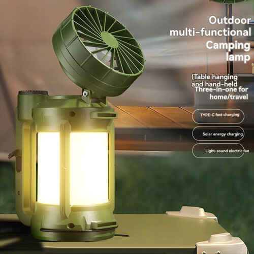Solar Outdoor Camping Lantern with Cooling Fan LED Flashlight 1