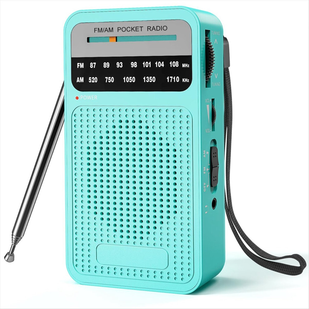 Am Fm Pocket Radio, Transistor Radio With Loudspeaker Green 4714116604132