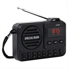 Rechargeable Portable Digital FM Radio with LED Display Black
