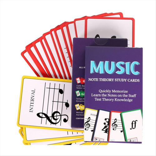 Music Flash Cards Colored Copper Plate Paper Piano Color Coded 1