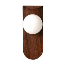 Minimalistische Nachttischlampe, skandinavische Eisenlampe in Walnussfarbe