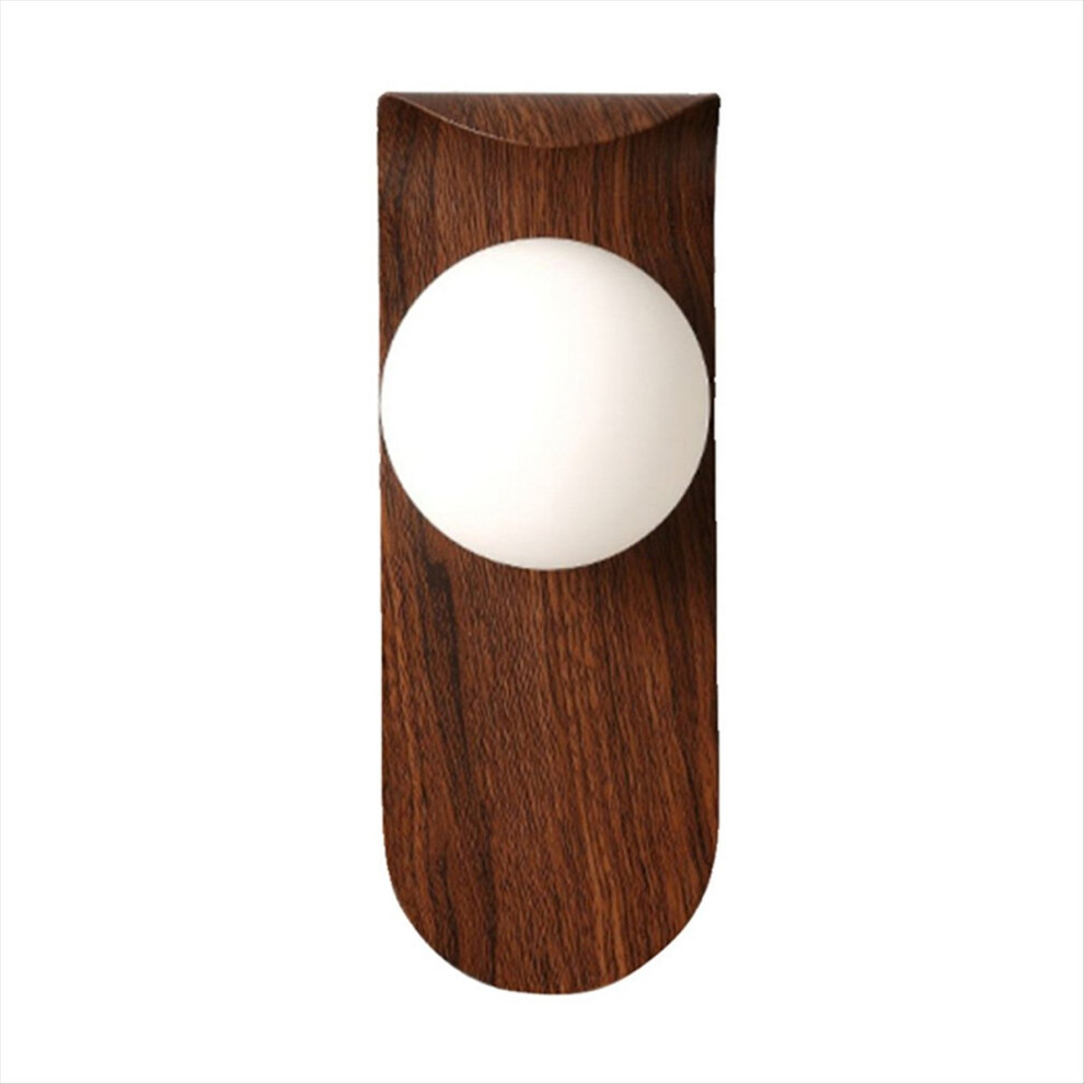 Minimalist Bedside Wall Light, Nordic Style Iron Lamp Walnut Color
