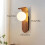 Minimalist Bedside Wall Light, Nordic Style Iron Lamp Walnut Color 3