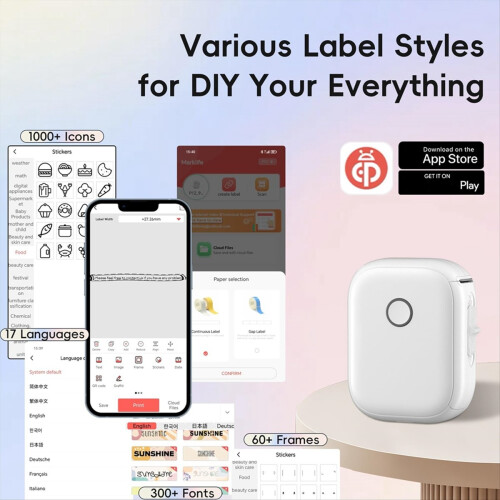 P12 Label Maker Mini Bluetooth Label Printer Portable Thermal Sticker 2