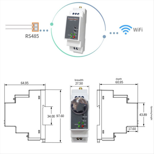 DIN-Schienen-RS485-zu-WLAN-Konverter, serieller Geräteserver 2