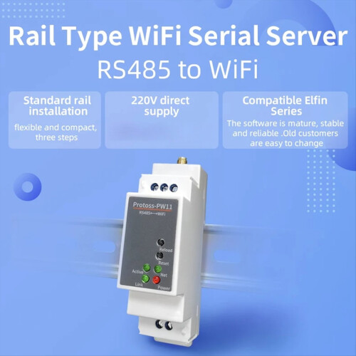 DIN-Schienen-RS485-zu-WLAN-Konverter, serieller Geräteserver 1