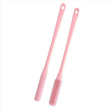 Zehenreinigungsbürste, Fußreinigungsbürste für die Dusche, langer Griff, rosa