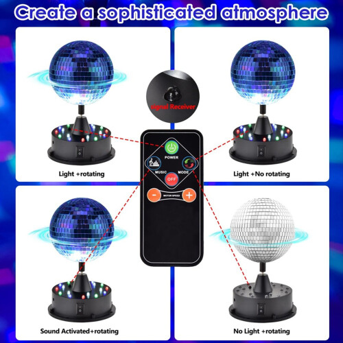 Rotating 5in Disco Ball Party Lights with Remote 1