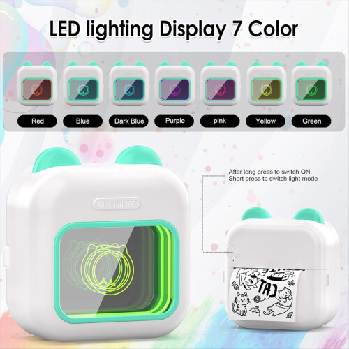 Mini Sticker Printer RGB Light Bluetooth Pocket Inkless A 2