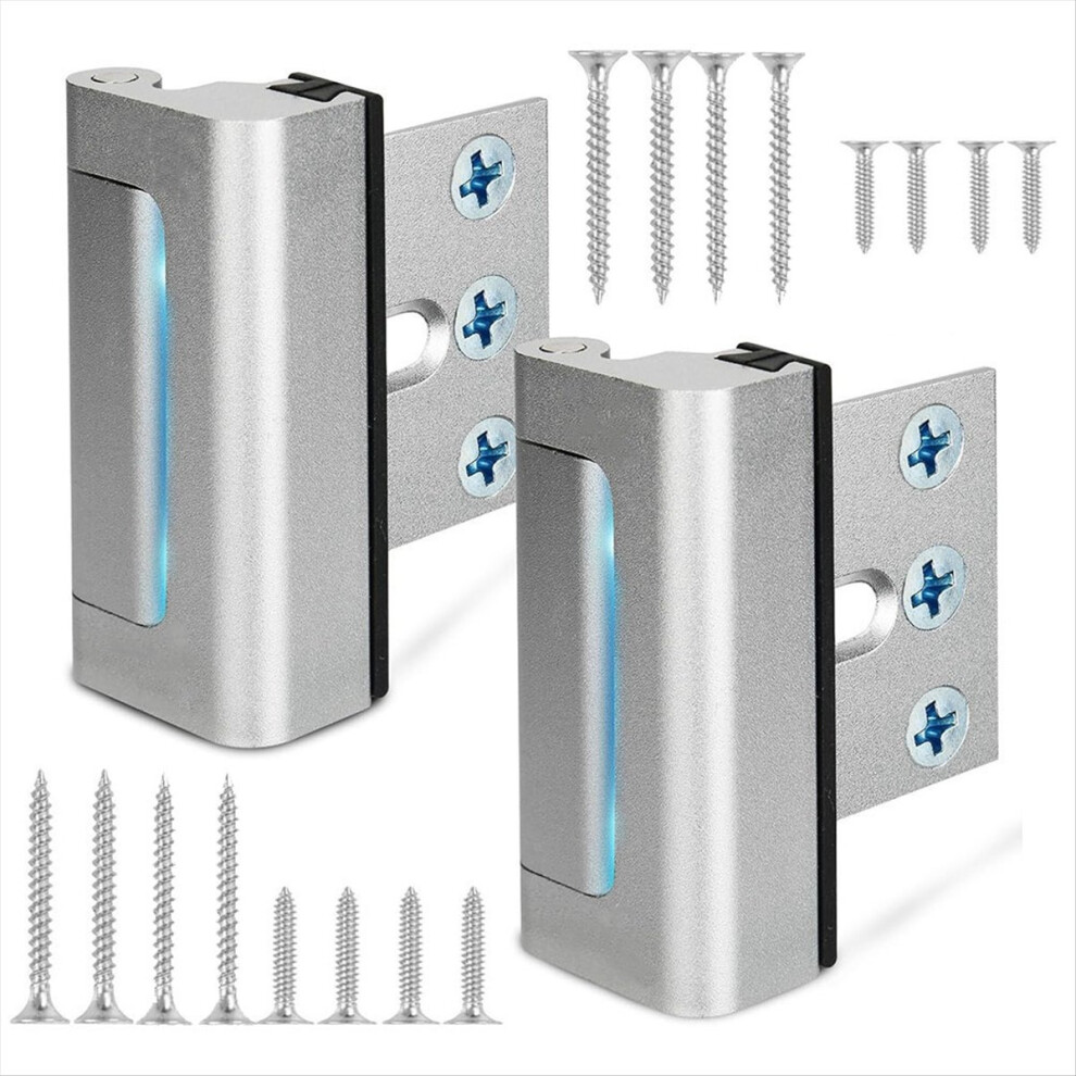 Home Security Door Lock For Kids, Withstands 800 Lbs 2 Pack, Silver