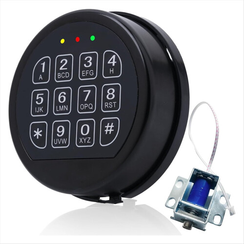 Safe Lock Replacement with Solenoid Lock Black Keypad Electronic Lock