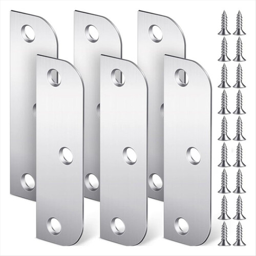 6 Pcs Hinge Filler Plates for Door Edge Silver