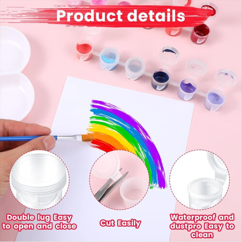 100 Strips 600 Pots for Acrylic Paint, 3ml/0.1oz 1