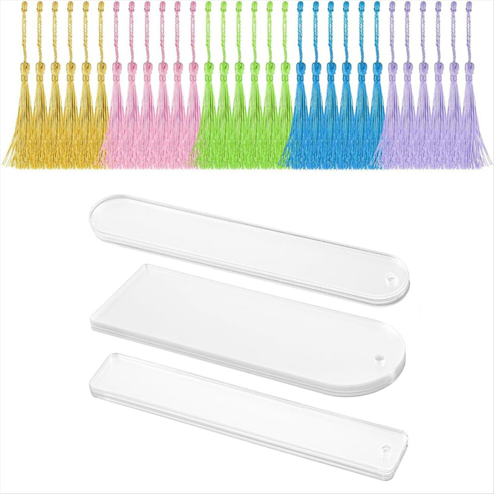 30 PCS Clear Acrylic Bookmarks with 30 PCS Tassels for DIY Crafts-image-OPC-PMG7BH9-NEW