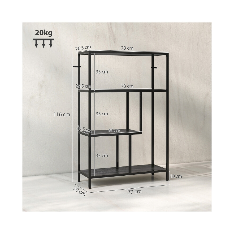 4-Tier Bookshelf Charcoal Grey Open Shelves Storage Unit for Books & Decor Robust MDF Frame Modern Design-image-OPC-PMG7C6Y-NEW