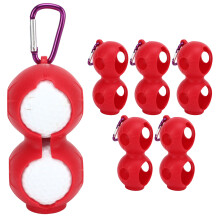 5Pcs Red Silicone Double Golf Ball Protective Cover, Portable & Lightweight