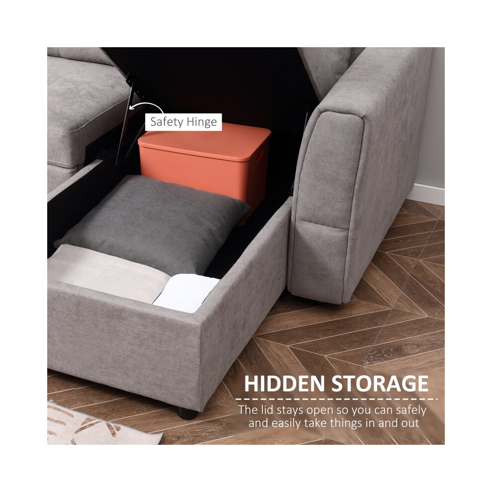 Stylish Linen-Look 'L' Storage Sofa Bed in Light Grey - Comfortable Convertible Sofa with Hidden Storage for Living Room-image-OPC-PMG7CCP-NEW