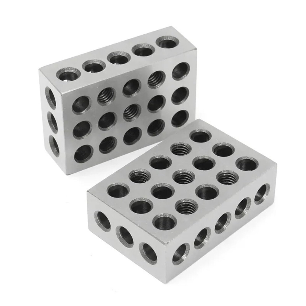 Precision Hardened Steel Block 2-Piece Set, 23-Hole Block, 25-50-75Mm Parallel Clamping Blocks 9067246337803