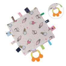 Niedliches Baby-Komforttuch 25x25cm Velours-Silikon-Speihandtuch Eiscreme