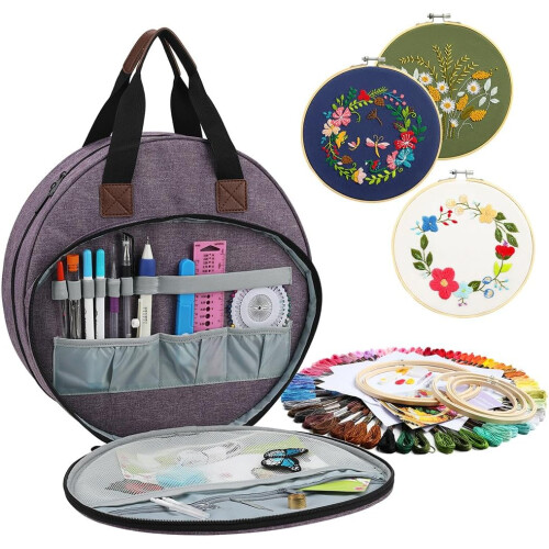 Multi-Layer Embroidery Kit Organizer Bag Oxford Cloth For Cross Stitch Threads With Multiple Pockets And Handle Type+1 2