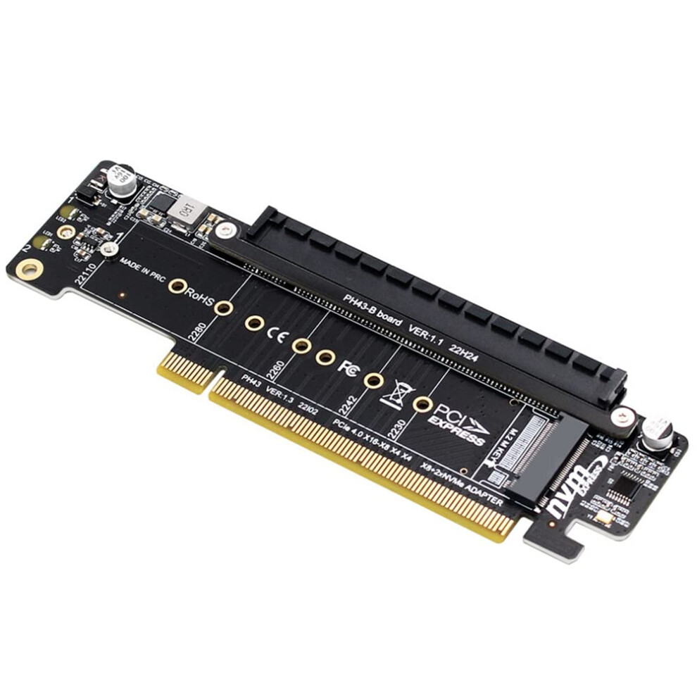 Pcie4.0 X16 To X8+X4+X4 Split Card Nvme Pcie 4.0 Expansion Riser Card With 2 Nvme Ports 9084446629811