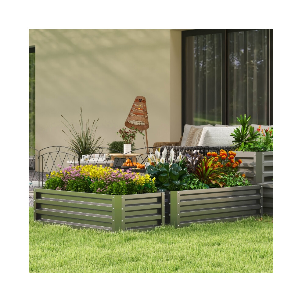 Steel Planter Boxes Set of Two 110 x 50cm Dark Grey Durable Garden Plant Containers for Outdoor Use-image-OPC-PMG7JRS-NEW