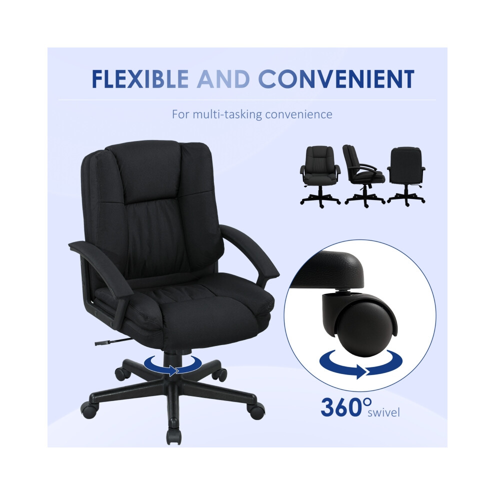 Ergonomic Black Linen-Look Office Chair with Padded Seat Adjustable & Comfortable for Home & Business Use-image-OPC-PMG7KCG-NEW