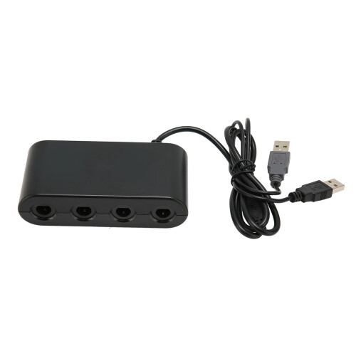 4-Port Game Controller Adapter with Turbo for Switch, Wii U, PC Black 1