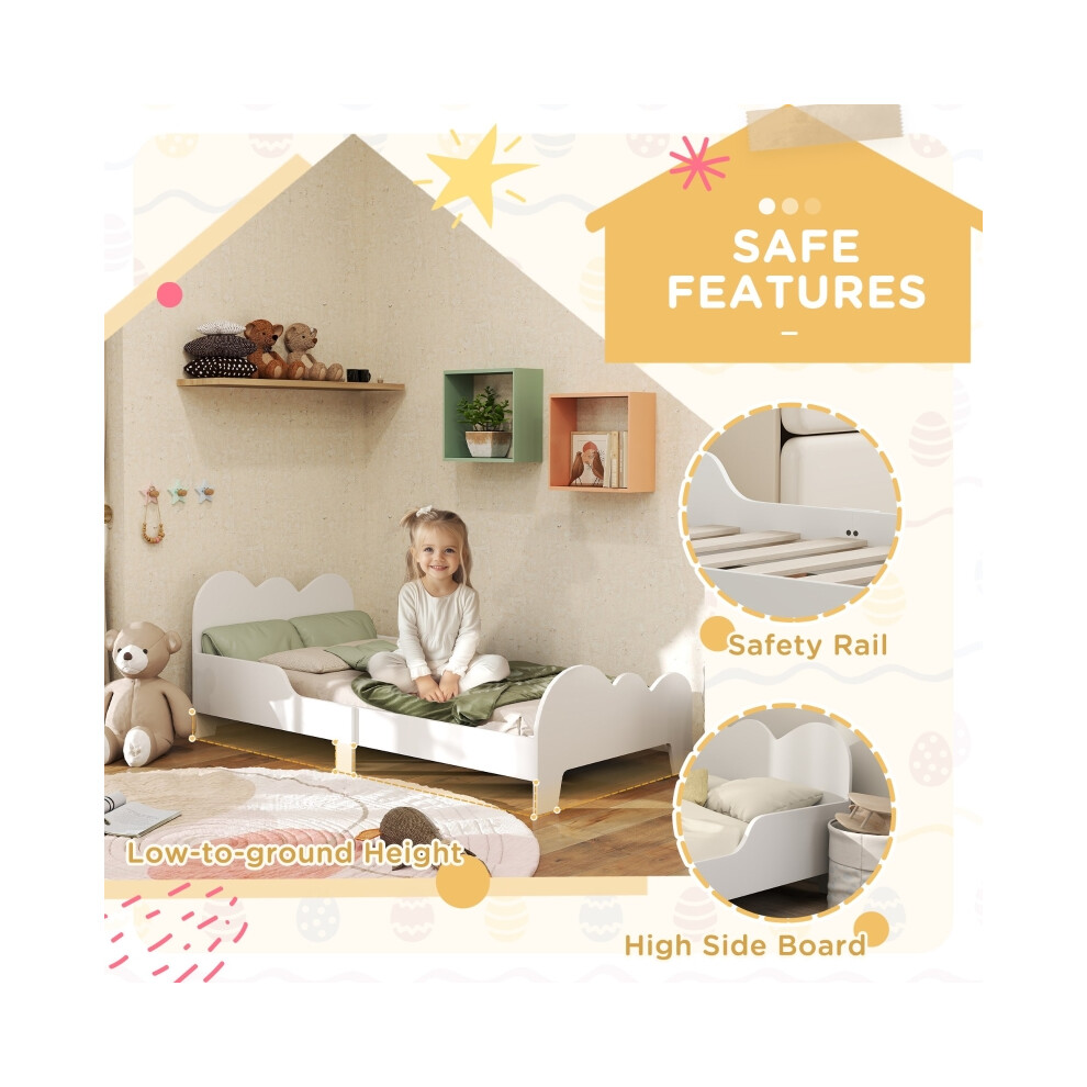 Cloud-Inspired Toddler Bed Frame with Safety Rails 143.5x74.5x56cm Robust Wooden Frame Ideal for Safe and Restful Sleep-image-OPC-PMG7P58-NEW