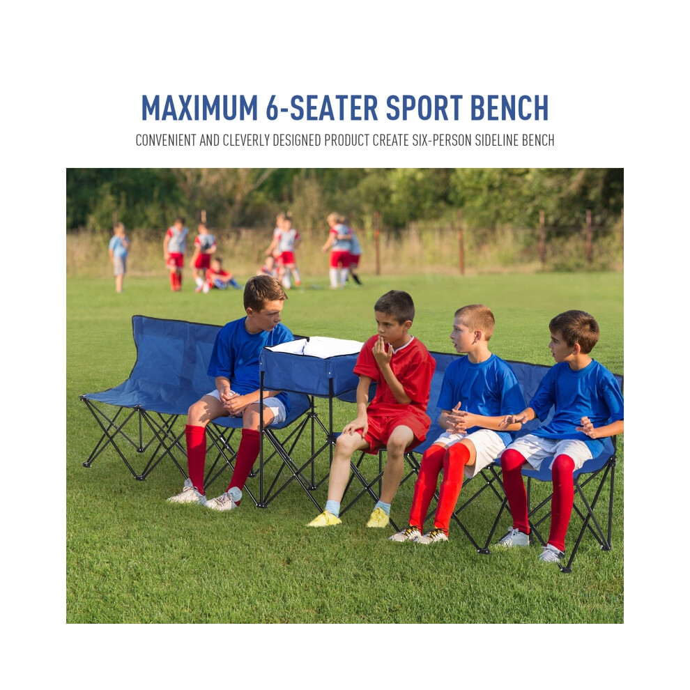 Sports Bench 6 Seat Folding Portable Spectator Chair with Cooler Bag & Carrying Bag for Outdoor Picnic Camping - Blue-image-OPC-PMG7PVK-NEW