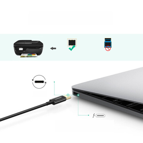 Ugreen USB-C auf USB-B 2.0 Druckerkabel 2 m - Schwarz 1