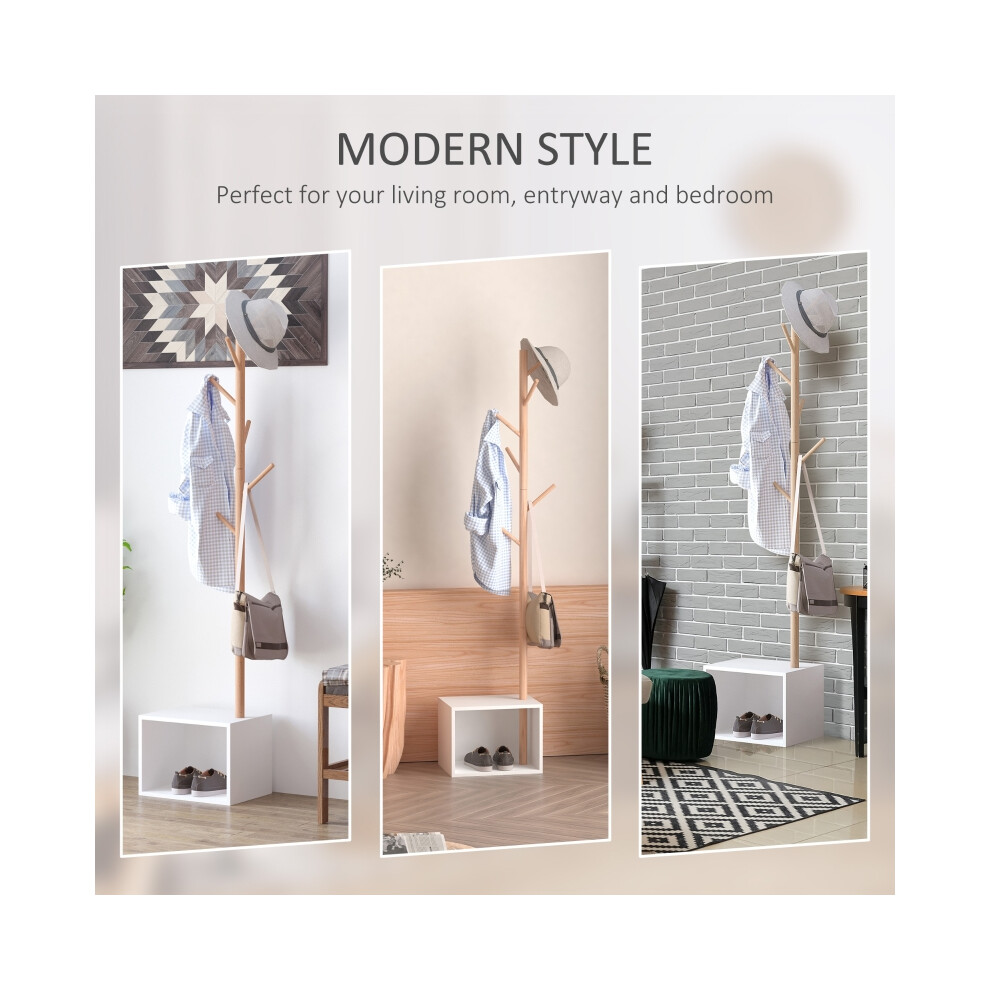 180 cm Coat Rack Storage Bench with Hat Hanger Entryway Stand Wooden Garment Organizer for Hallway and Bedroom-image-OPC-PMG7QJK-NEW