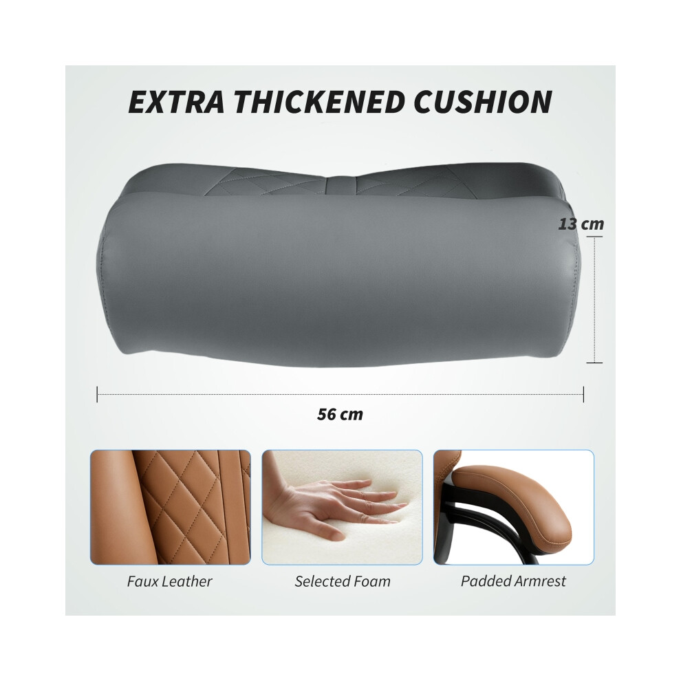 Ergonomic Faux Leather Office Chair Charcoal Grey with Thick Padding Adjustable Height and Lumbar Support-image-OPC-PMG7R5W-NEW