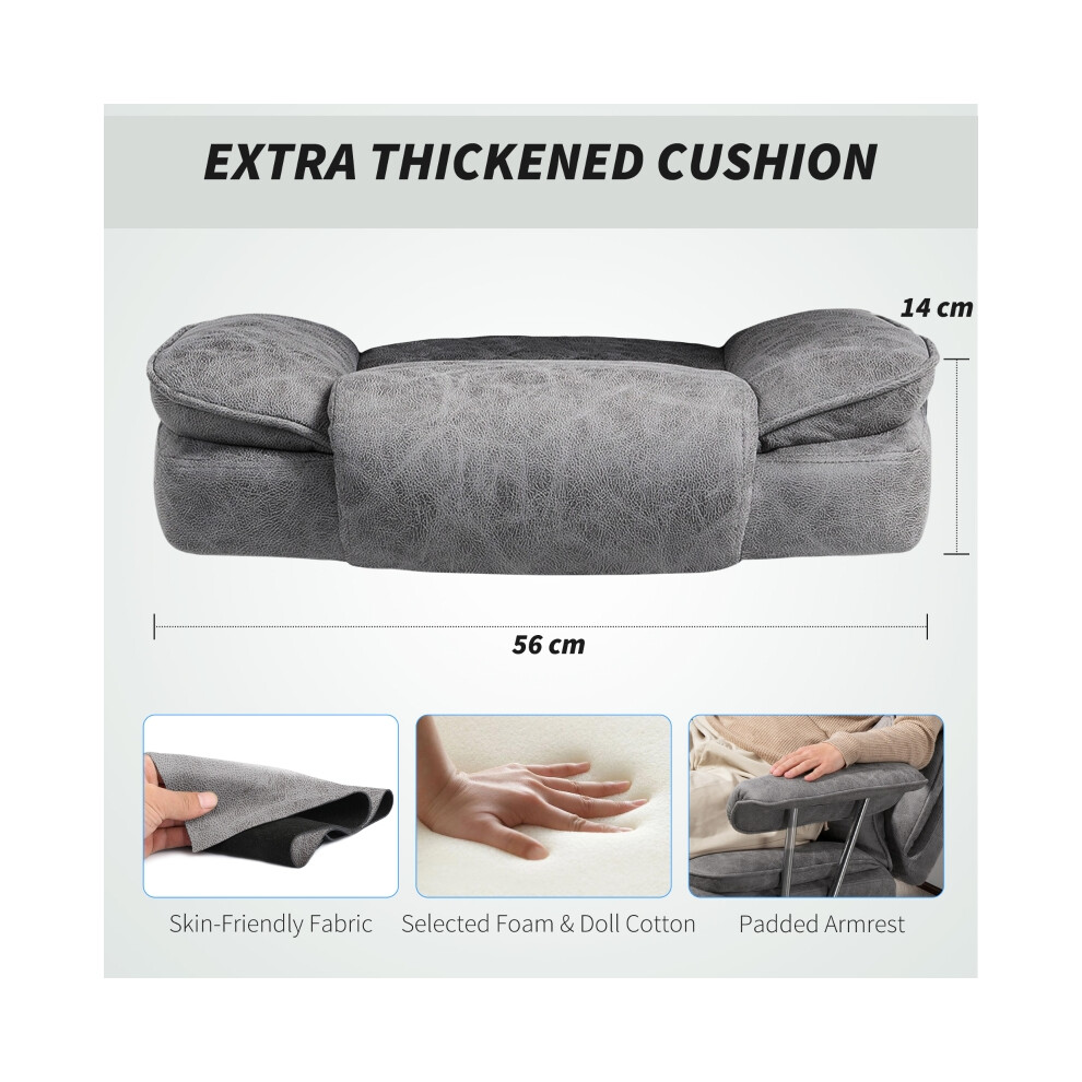 Grey Leather Office Chair with Recline & Lumbar Support Pillow – HOMCOM Leathaire Adjustable Executive Chair-image-OPC-PMG7RH7-NEW