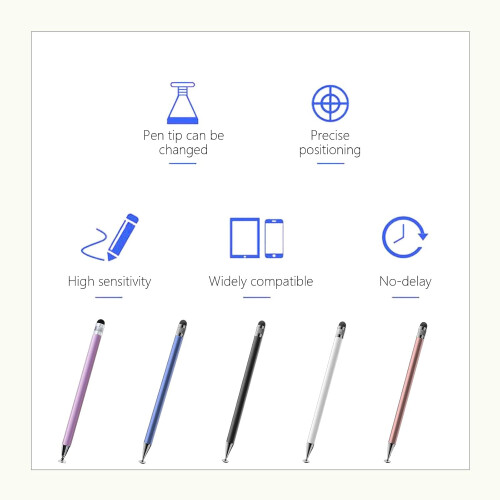 Capacitive Phone Pens With Ergonomic Grip, Disc Tip Stylus For Touch Screens, Compatible With iPhone Android iPad 2