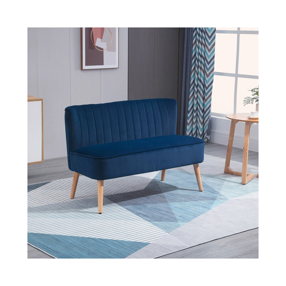 Comfortable Velvet Double Couch with Wood Frame Foam Padded Blue High Back Modern & Soft Compact Sofa for Living Space-image-OPC-PMG7SN2-NEW