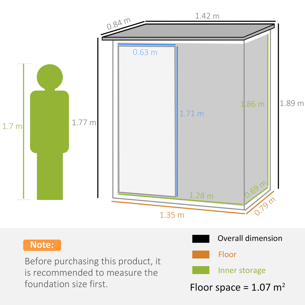 5ft x 3ft Metal Garden Storage Shed with Lockable Door Outdoor Green Tool Shed with Sloped Roof-image-OPC-PMG7TNX-NEW