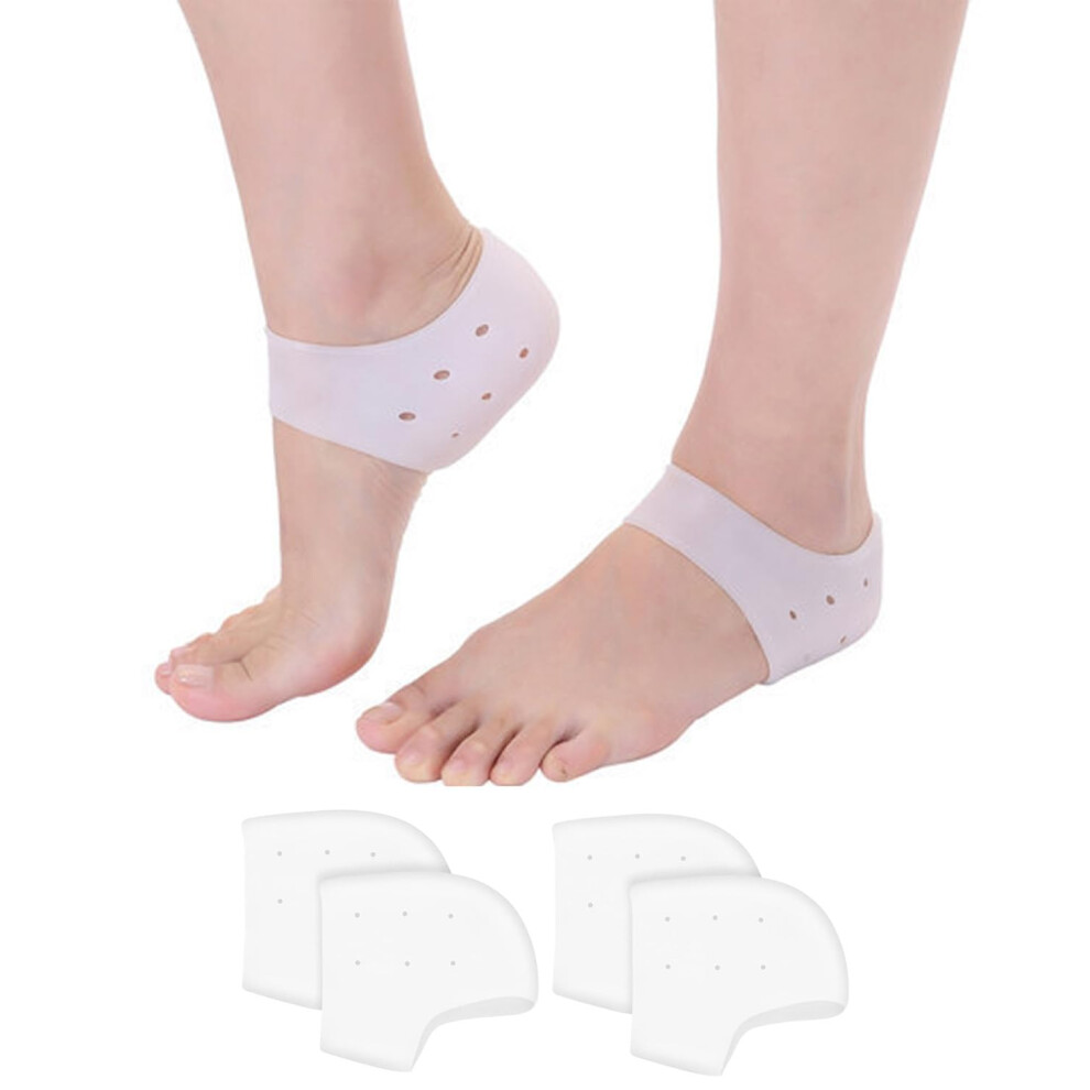 Silicone Heel Protectors 2 Pairs Soft Gel Ankle Protectors For Blister Prevention Plantar Fasciitis Relief Unisex Socks