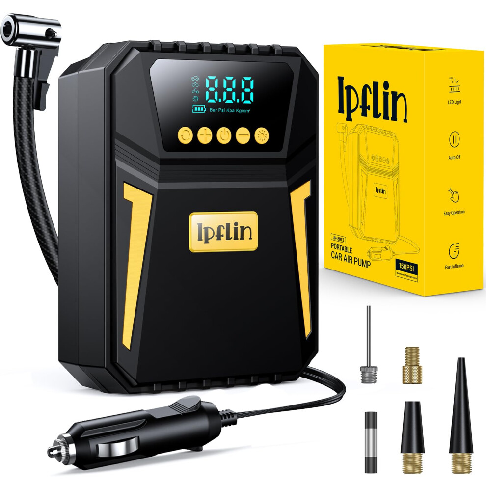 Ipflin Tyre Inflator Air Compressor | Digital Car Tyre Pump 12V